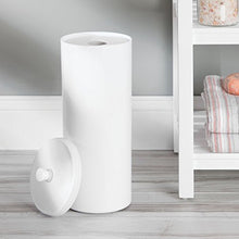 Load image into Gallery viewer, iDesign Kent Plastic Toilet Paper Tissue Roll Reserve Canister, Free-Standing Organizer for Master, Guest, Kid&#39;s, Office Bathroom or Closet, 6.25&quot; x 6.25&quot; x 15.5&quot; - White
