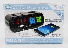 Load image into Gallery viewer, Sharp Bedside Alarm Clock with 1 Rapid Charge USB and 2 AC Outlets Ships from US
