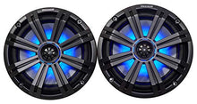 Load image into Gallery viewer, Pair Kicker 45KM84L 8&quot; 600 Watt Marine Boat Waterproof Speakers w/LED&#39;s KM8 Bundle with Pair Rockville 7.7&quot; Polished Silver Aluminum Wakeboard Tower Speaker Enclosures
