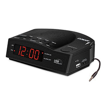 Load image into Gallery viewer, TableTop King Hospitality WCR14 Alarm Clock Radio w/USB Charging Port &amp; AUX Jack - 5.5&quot; x 7&quot;, Black
