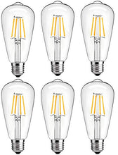 Load image into Gallery viewer, Bulbright Dimmable LED Edison Bulb 4W 2700K Warm White, LED Filament Bulb, 400LM 40W Incandescent Equivalent Vintage ST64 / ST21, E26 Medium Base Clear Glass (Pack of 6, 4 Watt)
