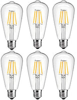 Bulbright Dimmable LED Edison Bulb 4W 2700K Warm White, LED Filament Bulb, 400LM 40W Incandescent Equivalent Vintage ST64 / ST21, E26 Medium Base Clear Glass (Pack of 6, 4 Watt)