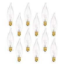 Load image into Gallery viewer, Holiday Joy - UL Listed Crystal Clear Bent Tip Candelabra Replacement Bulbs - Great for Electric Window Candle Lamps - 7W - 120 Volts - E12 - 12 Pack
