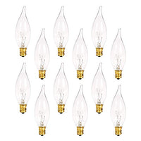 Holiday Joy - UL Listed Crystal Clear Bent Tip Candelabra Replacement Bulbs - Great for Electric Window Candle Lamps - 7W - 120 Volts - E12 - 12 Pack