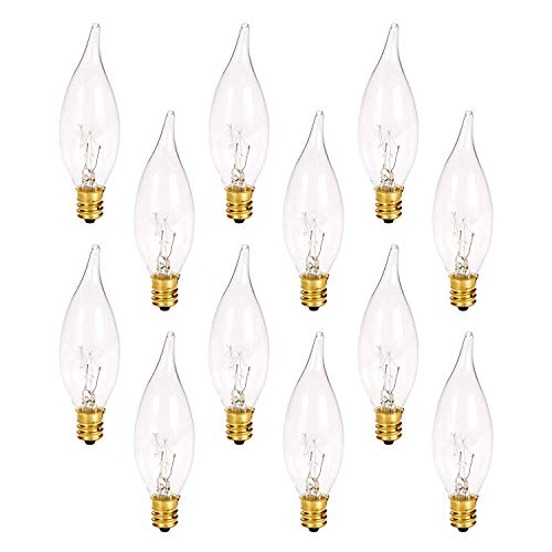 Holiday Joy - UL Listed Crystal Clear Bent Tip Candelabra Replacement Bulbs - Great for Electric Window Candle Lamps - 7W - 120 Volts - E12 - 12 Pack
