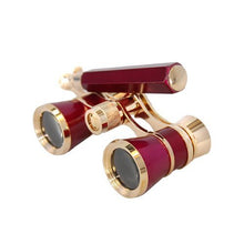 Load image into Gallery viewer, HQRP New Generation Opera Glasses Binocular 3 x 25 w/Crystal Clear Optic (CCO) &amp; Built-in Extendable Handle/Burgundy with Gold Trim

