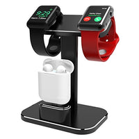 DHOUEA Compatible 2 in 1 Watch Stand Replacement for Apple Watch iWatch Charging Dock Station Stand Holder Aluminum Airpods Stand for Apple Watch Series 4 3 2 1 (38mm or 42mm) Airpods (Black)