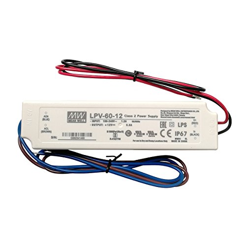 MW LPV-60-12 LED Driver Outdoor Waterproof AC-DC 12V 5A Power Supply for LED Sealed Panel Mount LPV Series (12V)
