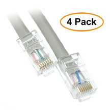 Load image into Gallery viewer, ACL 10 Feet Cat5e RJ45 Bootless Ethernet Lan Cable, Gray, 4 Pack
