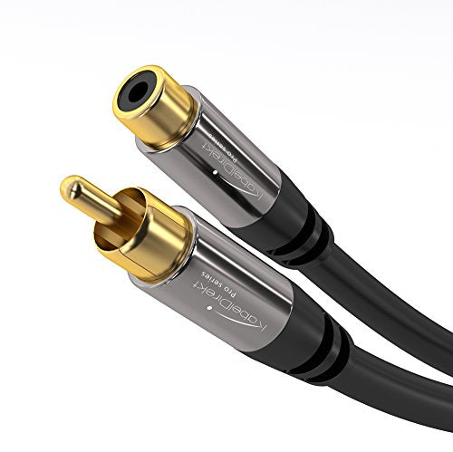 RCA Extension Cable, Cord (10 feet short, 1 RCA Female to 1 RCA Male, Subwoofer, Mono, Audio Video Cable, Digital & Analogue, Double Shielded, Pro Series) by KabelDirekt