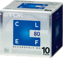 Load image into Gallery viewer, TDK CLEF 80-minute Blank Mini Disc Md Recordable Minidisc 10 Pcs Pack
