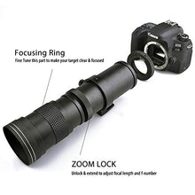 Load image into Gallery viewer, Lightdow 420-800mm f/8.3 Manual Zoom Super Telephoto Lens + T-Mount for Canon EOS Rebel T3 T3i T4i T5 T5i T6 T6i T6s T7 T7i SL1 SL2 6D 7D 7D 60D 70D 77D 80D 5D II/III/IV DSLR Camera Lenses
