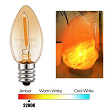 Load image into Gallery viewer, Emotionlite Night Light Bulbs, Amber LED C7 Bulb, 4W 5W 6W 7W Equivalent, E12 Candelabra Base, Salt Lamp and Nightlight Replacement Bulb, 0.5W, Amber Yellowish 2200K, 50LM, Amber, 4 Pack
