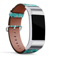 Load image into Gallery viewer, Replacement Leather Strap Printing Wristbands Compatible with Fitbit Charge 2 - Cute cat Illustration on Turquoise Background
