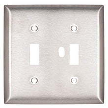 Load image into Gallery viewer, HUBBELL HBLSS2 Screw MOUNTING, Toggle Switch Plate, WALLPLATE, Smooth Type 302/304, Stainless Steel, 2 Gang
