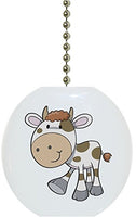 Spotted Cow Farm Animal Solid Ceramic Fan Pull