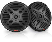 6.5 Inch Dual Marine Speakers - Waterproof and Bluetooth Compatible 2-Way Coaxial Range Amplified Audio Stereo Sound System with Wireless RF Streaming and 600 Watt Power - 1 Pair - PLMRF65MB (Black)