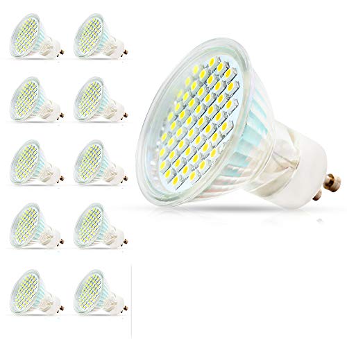 Mengjay 10 Pcs GU10 3W 110V 60 SMD 2835 LED spot Spotlight Energy Saving lamp Bulb Light Bulbs Warm White 3000K (Replaces 30W Halogen Lamps, 120  Radiation Angle, LED Bulbs, LED Bulbs)