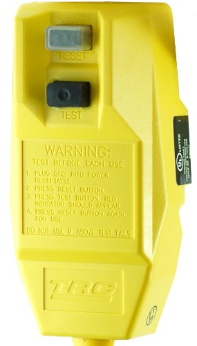 TRC 14880 226-6 12/3-Gauge Shockshield GFCI Protected Right Angle Plug Tri-Cord with 3-Lighted Outlets, Yellow