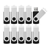Kootion 10 X 1GB USB Flash Drive 1gb Flash Drive Swivel Thumb Drive Memory Stick Keychain Design Black