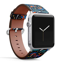 Load image into Gallery viewer, S-Type iWatch Leather Strap Printing Wristbands for Apple Watch 4/3/2/1 Sport Series (38mm) - Vintage Beach Pattern with Sand, Palms and Waves
