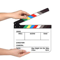 AFAITH Professional Studio Camera Photography Film Director's Clapper Board Film Slate Video Acrylic Dry Erase Director Film Clapboard Clapperboard (9.85x11.8 inch) with Color Sticks SA009