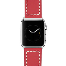Load image into Gallery viewer, Bandini Replacement Watch Band for Apple Watch 38mm / 40mm Red, Racer, White Stitching, Leather, Fits Series 6, 5, 4, 3, 2, 1
