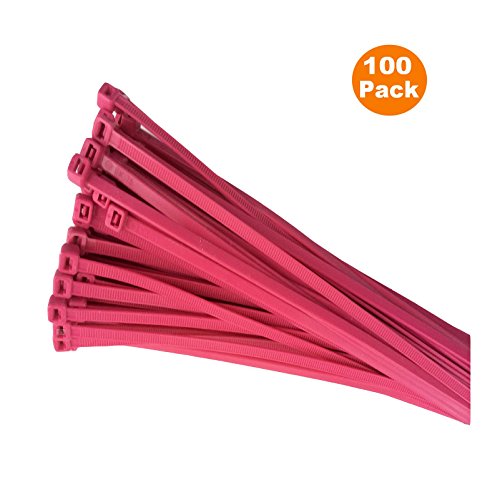 100 x Fluorescent Pink Cable Ties 300 x 4.8mm / Extra Strong Zip Tie Wraps