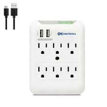 Load image into Gallery viewer, Cable Matters 6 Outlet Wall Mount Surge Protector with USB Charging in White (Updated Version with Dimmed LED Light)
