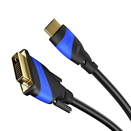 KabelDirekt High Speed HDMI to DVI Cable - Digital Video Cable High Resolution (6 feet) Bi-Directional DVI 24+1 to HDMI Adapter for Full HD 3D 1080p - Top Series