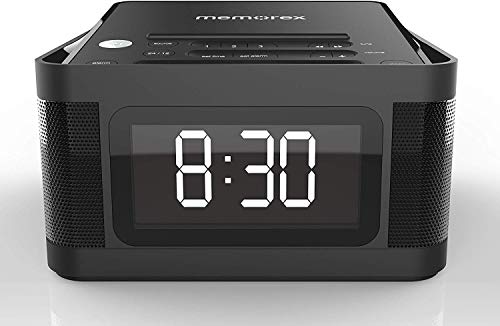 Memorex MC8431 2 USB Charging Alarm Clock Radio with 1.2 Inch LCD Display, FM Radio and More, Black