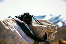 Load image into Gallery viewer, TETHER&#39;s Black Leather Camera Strap for DSLR or SLR Camera, DSLR Camera Strap. Camera Accessories. Canon Camera Strap. Nikon Camera Strap (Black)
