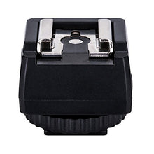 Load image into Gallery viewer, JJC Standard Hot Shoe Adapter with Extra PC sync Connection Port &amp; 3.5mm Mini Phone Connection Port for Connecting Cameras to Additional Off-Camera Flash, Studio Light/Strobes or Other Accessories
