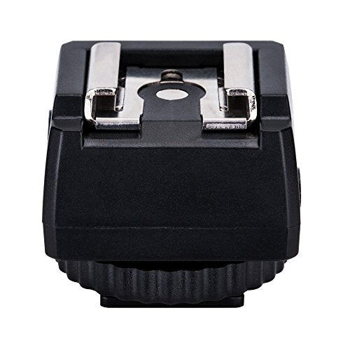 JJC Standard Hot Shoe Adapter with Extra PC sync Connection Port & 3.5mm Mini Phone Connection Port for Connecting Cameras to Additional Off-Camera Flash, Studio Light/Strobes or Other Accessories