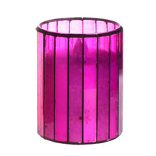 Load image into Gallery viewer, Home impressions Amaranth vertical stripes Mosaic Glass Flameless Led Candle with Timer
