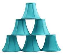 Load image into Gallery viewer, Urbanest Set of 6 Teal Silk Bell Chandelier Lamp Shade, 3-inch by 6-inch by 5-inch, Clip-on
