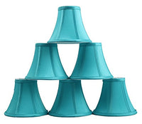 Urbanest Set of 6 Teal Silk Bell Chandelier Lamp Shade, 3-inch by 6-inch by 5-inch, Clip-on