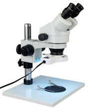 Load image into Gallery viewer, OMAX 7X-45X Zoom Binocular Stereo Microscope with Large Platform and 8W Fluorescent Ring Light
