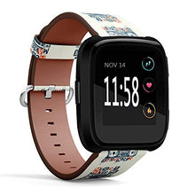 Load image into Gallery viewer, Replacement Leather Strap Printing Wristbands Compatible with Fitbit Versa - Retro Boom Box and Music Slogan
