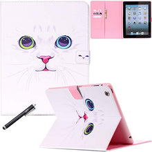 Load image into Gallery viewer, iPad Case, iPad 2 3 4 Case, Newshine [Perfect Fit] PU Leather Magnetic Flip Wallet [Kickstand] Case Cover with [Auto Sleep/Wake Feature] for Apple iPad 4/iPad 3/iPad 2 (White Cat)
