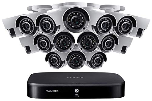 Lorex 4K Indoor/Outdoor Analog Wired Security Camera System, Ultra HD Bullet Cameras with Motion Detection Surveillance, Color Night Vision & Smart Home Compatibility, 3TB 16 Channel DVR, 16 Cameras