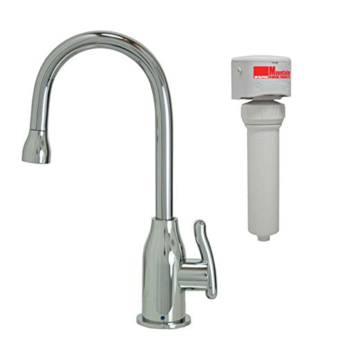 Mountain Plumbing MT1803FIL-NL/CPB Point-of-Use Drinking Faucet and Mountain Pure Water Filtration System with Wine Bottle Spout and Curved Handle, Polished Chrome