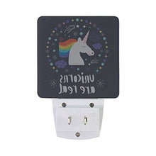 Load image into Gallery viewer, Naanle Set of 2 Unicorns are Real Rainbow Cloud Star Auto Sensor LED Dusk to Dawn Night Light Plug in Indoor for Adults
