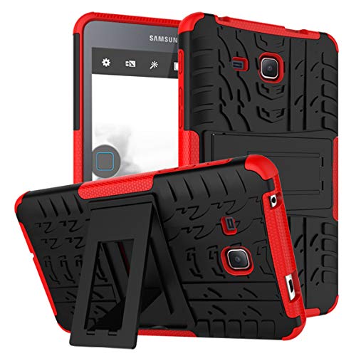 Galaxy Tab A 7.0 Case, Samsung T280 Protective Cover Double Layer Shockproof Armor Case Hybrid Duty Shell Anti-Slip with Kickstand for Samsung Galaxy Tab A 7.0 Inch SM-T280/ T285 Tablet Red