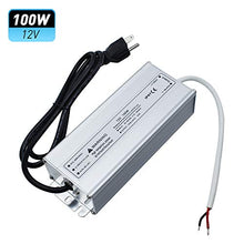 Load image into Gallery viewer, LightingWill Waterproof IP67 LED Power Supply Driver Transformer 100W 110V AC to 12V DC Low Voltage Output with 3-Prong Plug 3.3 Feet Cable for Outdoor Use
