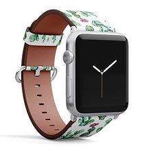Load image into Gallery viewer, Compatible with Big Apple Watch 42mm, 44mm, 45mm (All Series) Leather Watch Wrist Band Strap Bracelet with Adapters (Cactus Floral)
