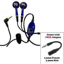Load image into Gallery viewer, Verizon Wired Headset Handsfree Earphones Dual Earbuds Headphones w Mic with 2.5mm to 3.5mm Adapter [Blue] for AT&amp;T ZTE Blade Spark - AT&amp;T ZTE Grand X4 - AT&amp;T ZTE Maven - AT&amp;T ZTE Maven 2
