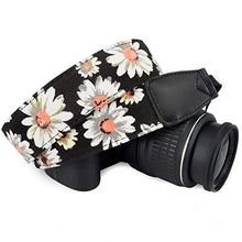 Load image into Gallery viewer, Wolven Pattern Canvas Camera Neck Shoulder Strap Belt Compatible with All DSLR/SLR/Men/Women etc, Black White Flower Floral
