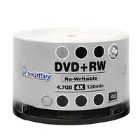 100 Pack Smartbuy Blank DVD+RW 4X 4.7GB 120Min Branded Logo Rewritable DVD Media Disc