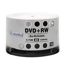 Load image into Gallery viewer, 50 Pack Smartbuy Blank DVD+RW 4X 4.7GB 120Min Branded Logo Rewritable DVD Media Disc
